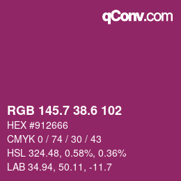 カラーコード: RGB 145.7 38.6 102 | qconv.com