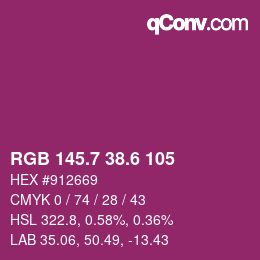 カラーコード: RGB 145.7 38.6 105 | qconv.com