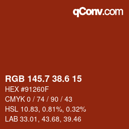 カラーコード: RGB 145.7 38.6 15 | qconv.com