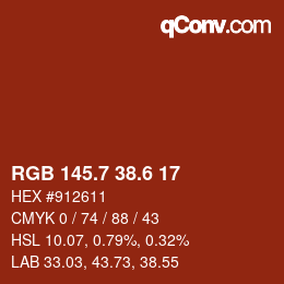 カラーコード: RGB 145.7 38.6 17 | qconv.com