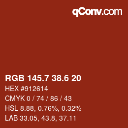 カラーコード: RGB 145.7 38.6 20 | qconv.com