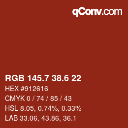 カラーコード: RGB 145.7 38.6 22 | qconv.com
