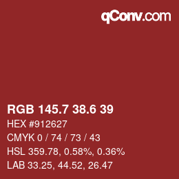 カラーコード: RGB 145.7 38.6 39 | qconv.com