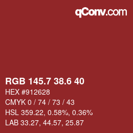 カラーコード: RGB 145.7 38.6 40 | qconv.com