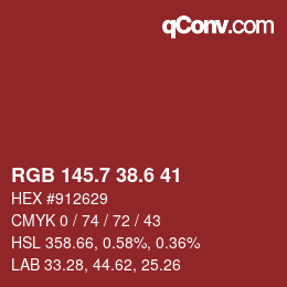 カラーコード: RGB 145.7 38.6 41 | qconv.com