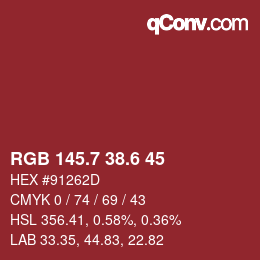 カラーコード: RGB 145.7 38.6 45 | qconv.com