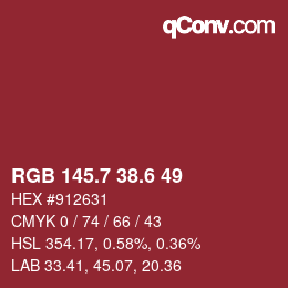 カラーコード: RGB 145.7 38.6 49 | qconv.com