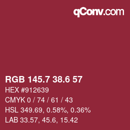 カラーコード: RGB 145.7 38.6 57 | qconv.com