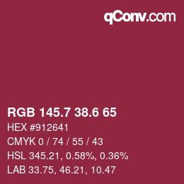 カラーコード: RGB 145.7 38.6 65 | qconv.com
