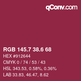 カラーコード: RGB 145.7 38.6 68 | qconv.com