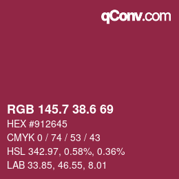 カラーコード: RGB 145.7 38.6 69 | qconv.com