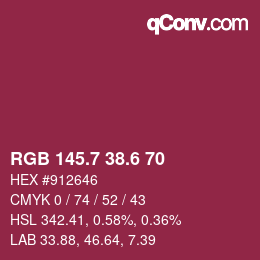 カラーコード: RGB 145.7 38.6 70 | qconv.com