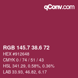 カラーコード: RGB 145.7 38.6 72 | qconv.com