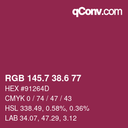 カラーコード: RGB 145.7 38.6 77 | qconv.com