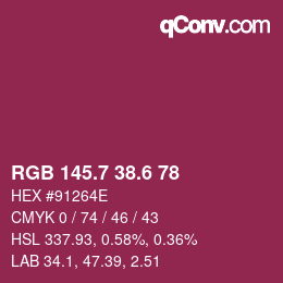 カラーコード: RGB 145.7 38.6 78 | qconv.com