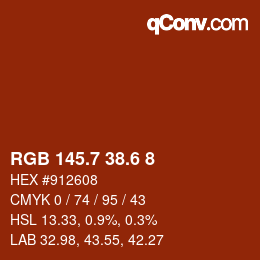 カラーコード: RGB 145.7 38.6 8 | qconv.com