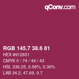 カラーコード: RGB 145.7 38.6 81 | qconv.com