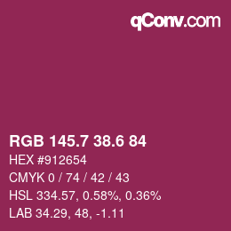 カラーコード: RGB 145.7 38.6 84 | qconv.com
