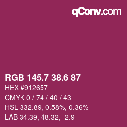 カラーコード: RGB 145.7 38.6 87 | qconv.com