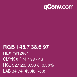 カラーコード: RGB 145.7 38.6 97 | qconv.com