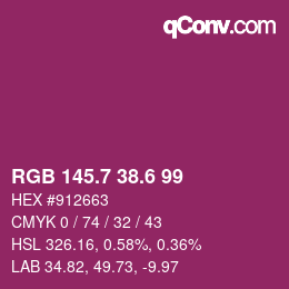カラーコード: RGB 145.7 38.6 99 | qconv.com