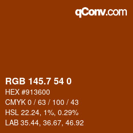 カラーコード: RGB 145.7 54 0 | qconv.com