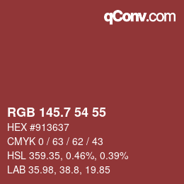カラーコード: RGB 145.7 54 55 | qconv.com