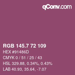 カラーコード: RGB 145.7 72 109 | qconv.com