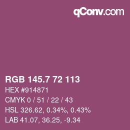 カラーコード: RGB 145.7 72 113 | qconv.com