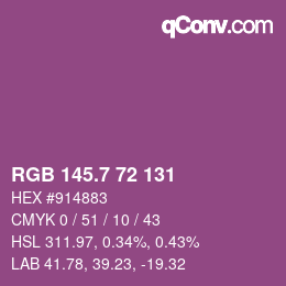 カラーコード: RGB 145.7 72 131 | qconv.com