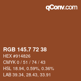カラーコード: RGB 145.7 72 38 | qconv.com