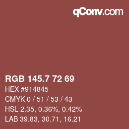 カラーコード: RGB 145.7 72 69 | qconv.com