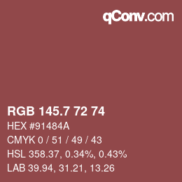カラーコード: RGB 145.7 72 74 | qconv.com
