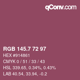 カラーコード: RGB 145.7 72 97 | qconv.com