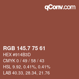 カラーコード: RGB 145.7 75 61 | qconv.com