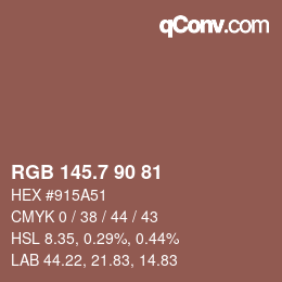 カラーコード: RGB 145.7 90 81 | qconv.com