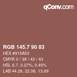 カラーコード: RGB 145.7 90 83 | qconv.com