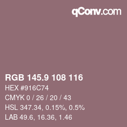 カラーコード: RGB 145.9 108 116 | qconv.com