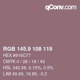 カラーコード: RGB 145.9 108 119 | qconv.com