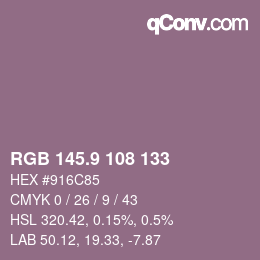 カラーコード: RGB 145.9 108 133 | qconv.com