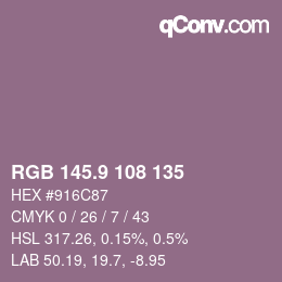 カラーコード: RGB 145.9 108 135 | qconv.com