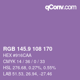 カラーコード: RGB 145.9 108 170 | qconv.com