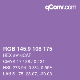 カラーコード: RGB 145.9 108 175 | qconv.com