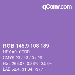 カラーコード: RGB 145.9 108 189 | qconv.com