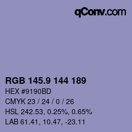 カラーコード: RGB 145.9 144 189 | qconv.com
