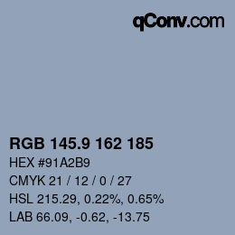 カラーコード: RGB 145.9 162 185 | qconv.com