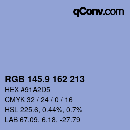 カラーコード: RGB 145.9 162 213 | qconv.com