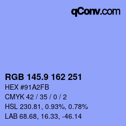 カラーコード: RGB 145.9 162 251 | qconv.com