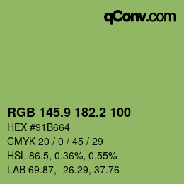 カラーコード: RGB 145.9 182.2 100 | qconv.com