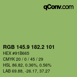 カラーコード: RGB 145.9 182.2 101 | qconv.com
